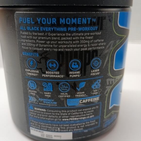 Abe All Black Everything Pre Workout Powder Blue Raspberry 13.75oz 30 Servings - Picture 4 of 5